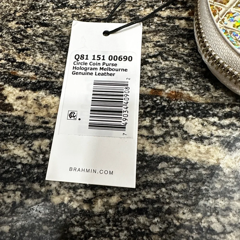 ✨💎BNWT💎✨BRAHMIN CIRCLE MELBOURNE HOLOGRAM LEATHER COIN PURSE - Picture 5 of 9